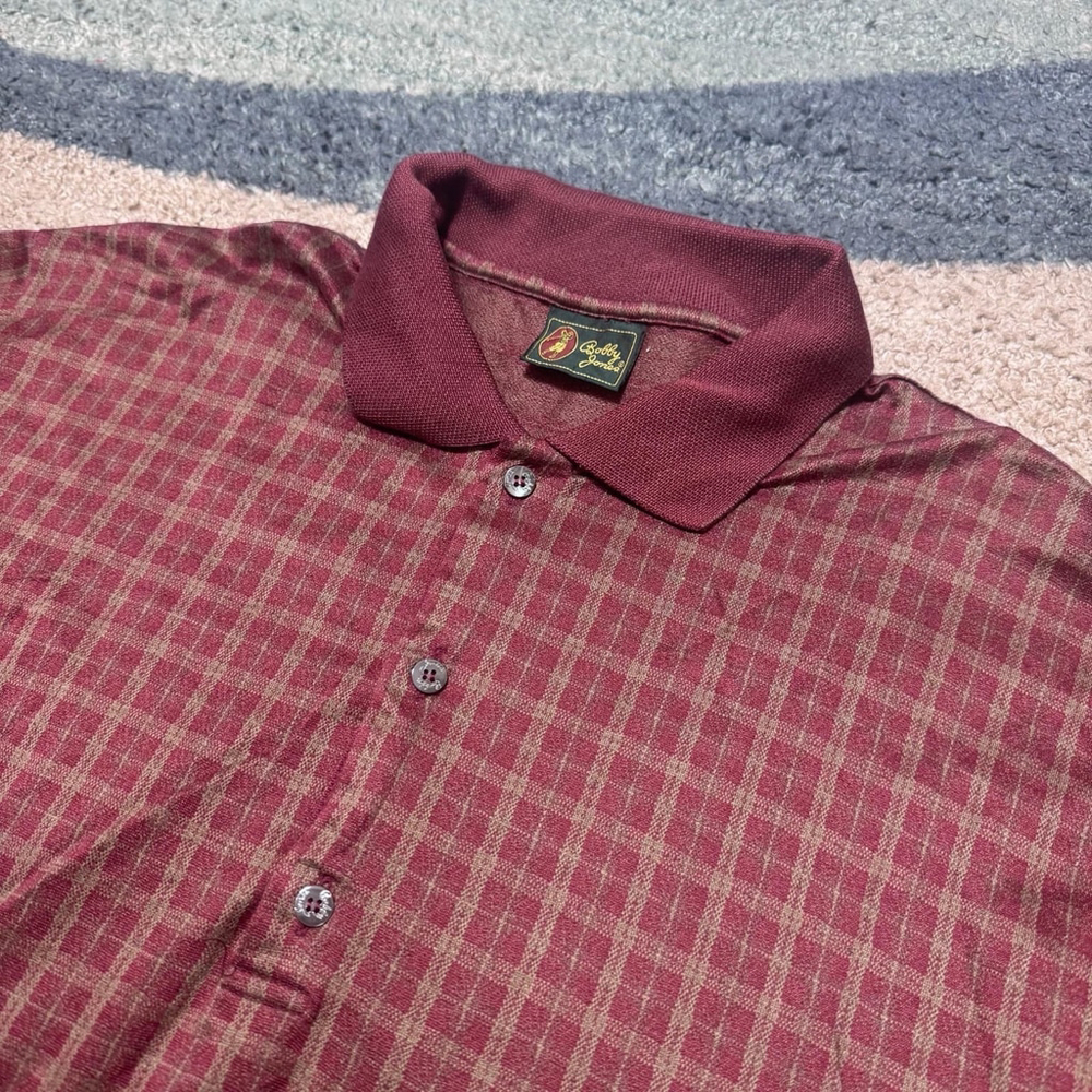 Bobby Jones Golf Polo Shirt Men's Size L Red Geometric Made in Italy